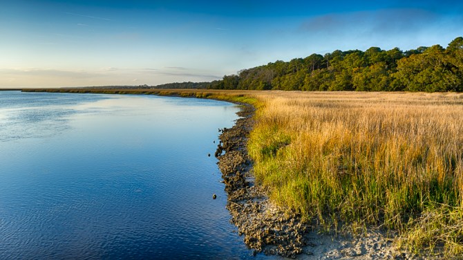 Golden Hour at the Big Bay Creek at Edisto Beach State Park in South Carolina. This was taken on the boardwalk that crosses the salt marsh.